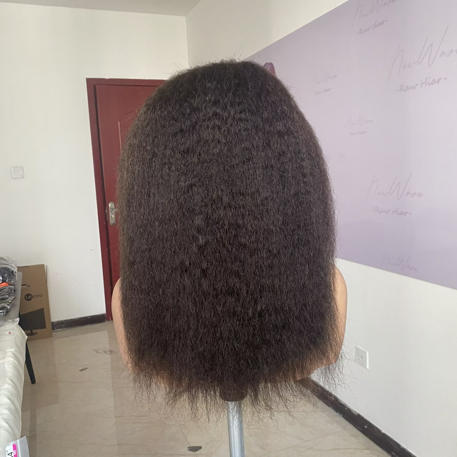 BOPP Hair 7, a 14-inch Kinky Straight human-hair wig in Warm Rich Brown