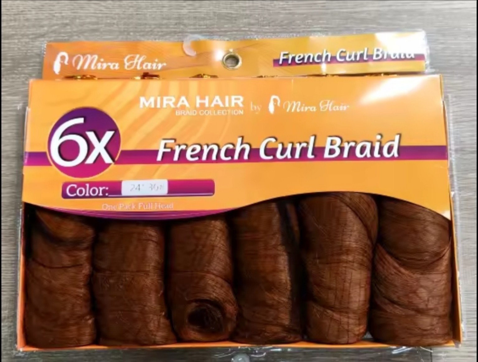 Mira Hair 6X French Curl Braid in color 24/30 Warm Brown Blend