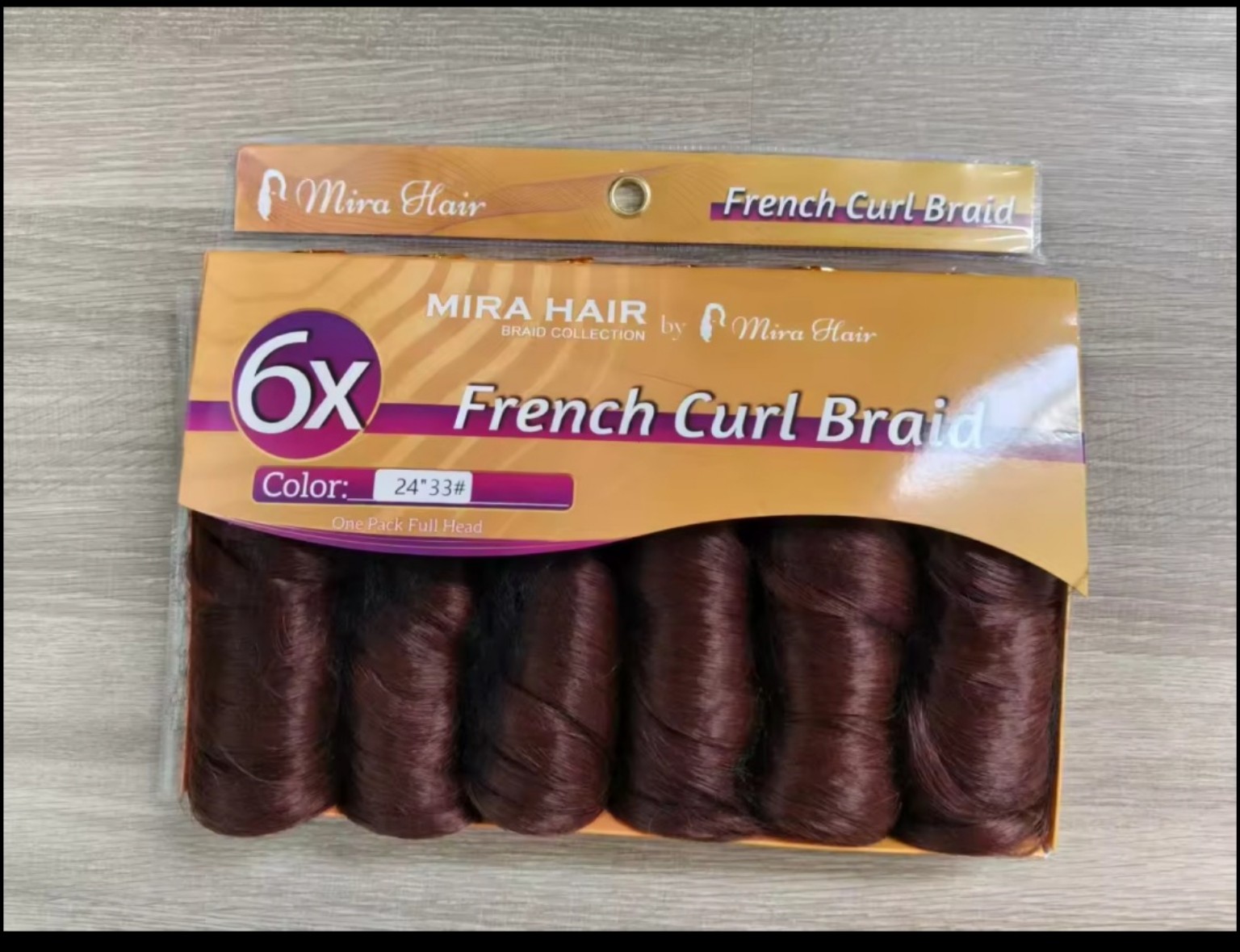 Mira Hair 6X French Curl Braid in color 24/33 Burgundy Blend