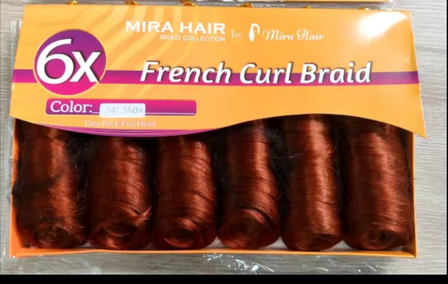 Mira Hair 6X French Curl Braid in color 24/350 Copper Auburn Blend