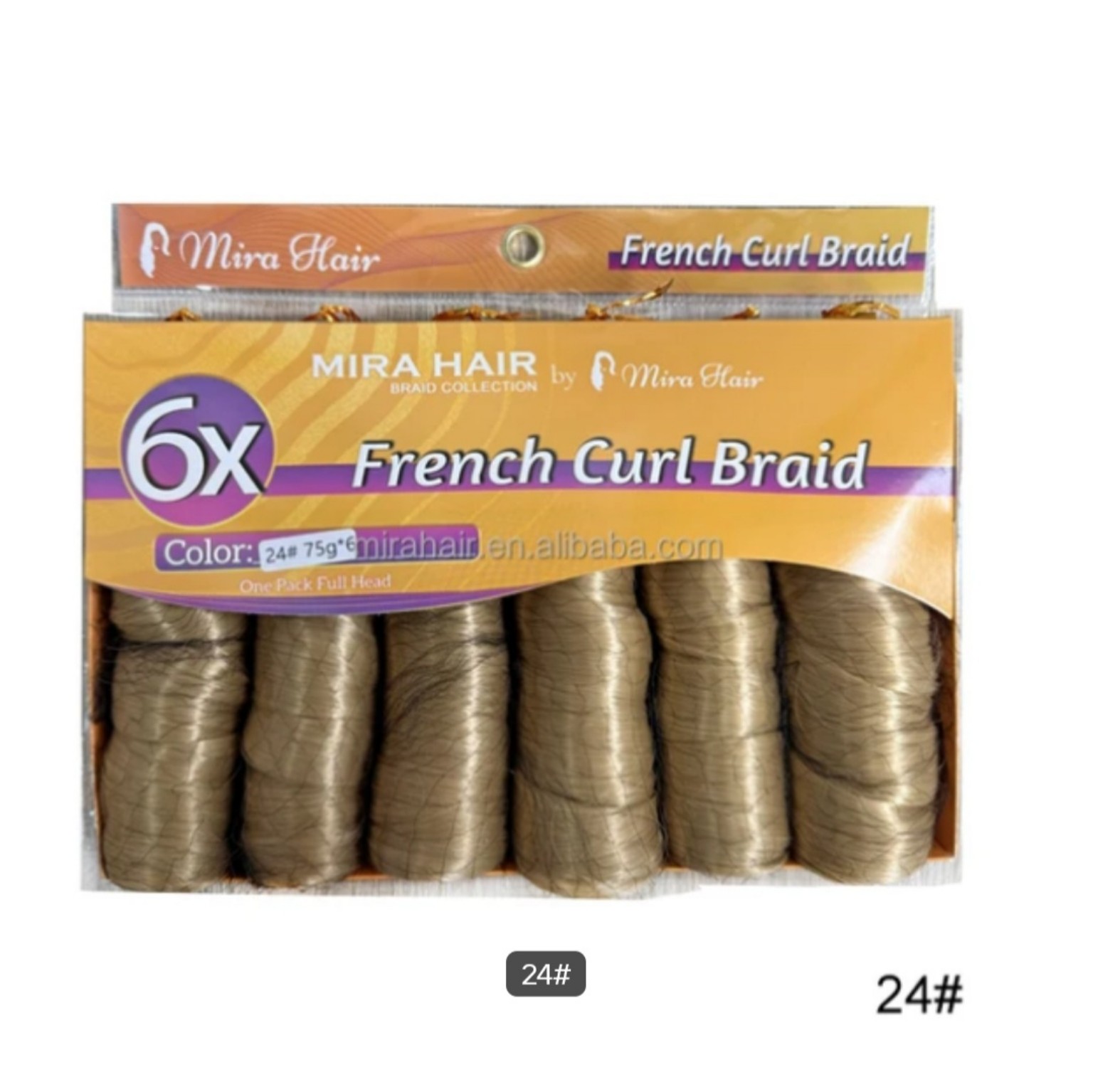 Mira Hair 6X French Curl Braid in color 24 Golden Blonde