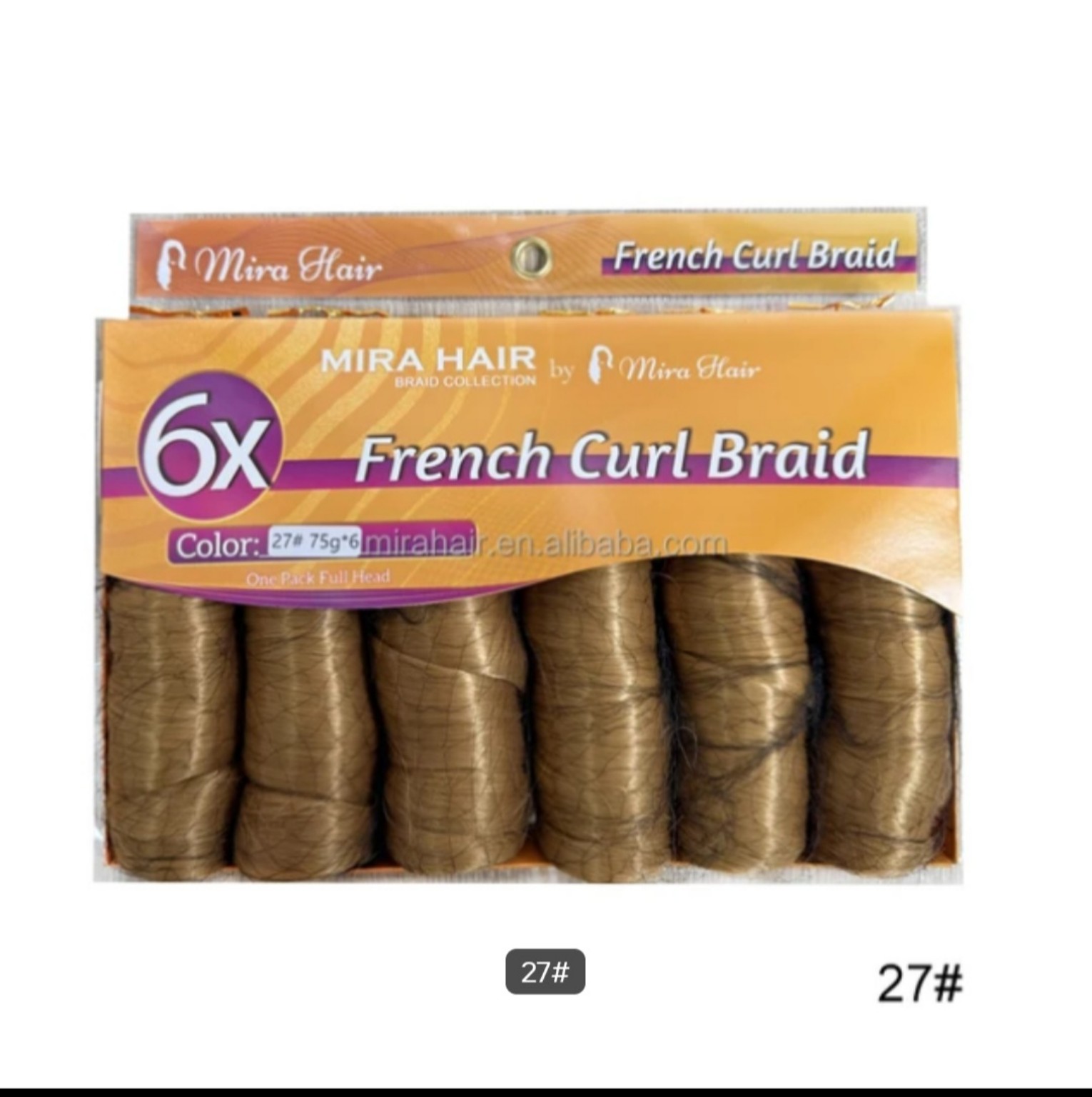 Mira Hair 6X French Curl Braid in color 27 Honey Blonde