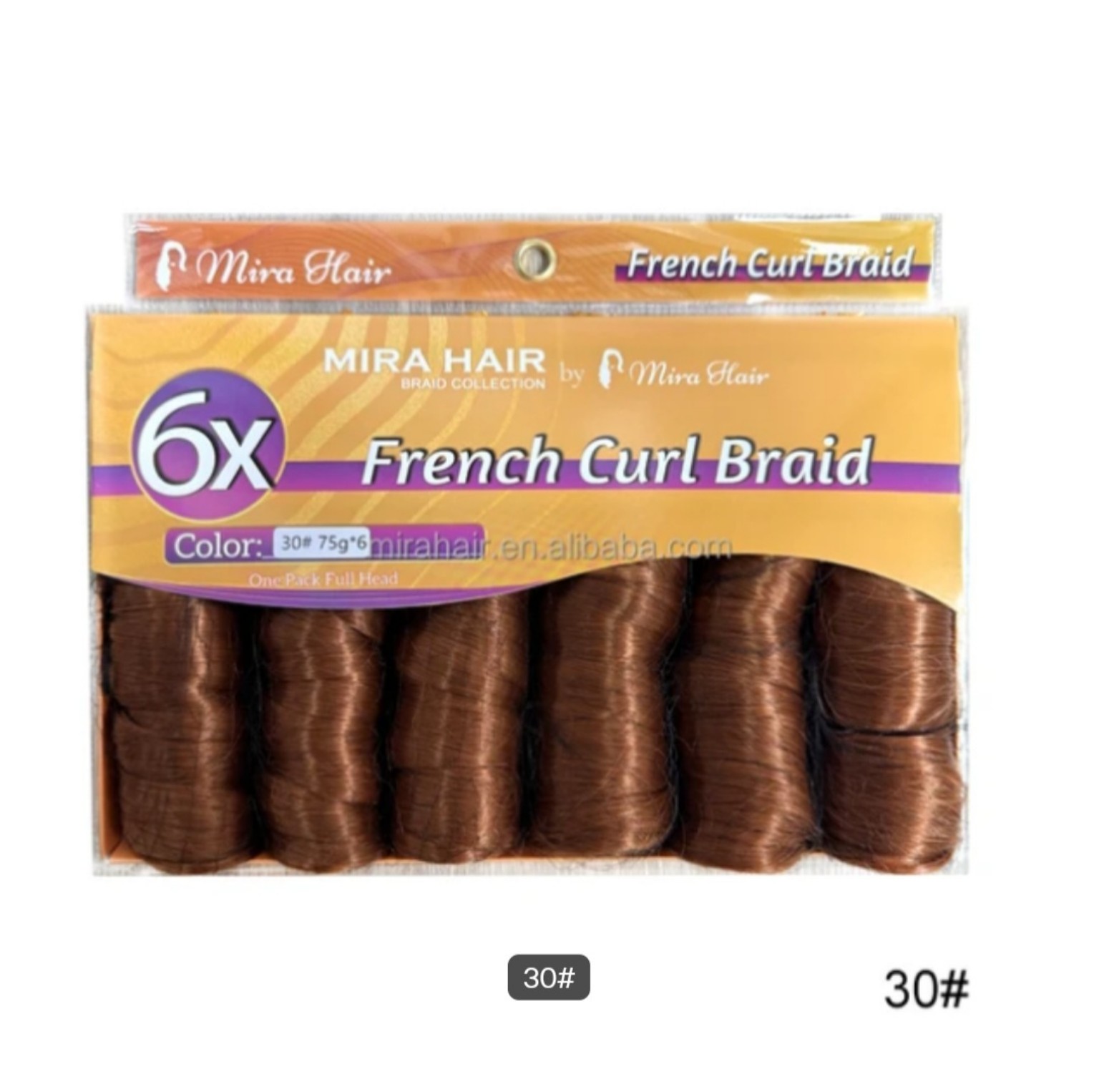 Mira Hair 6X French Curl Braid in color 30 Light Auburn