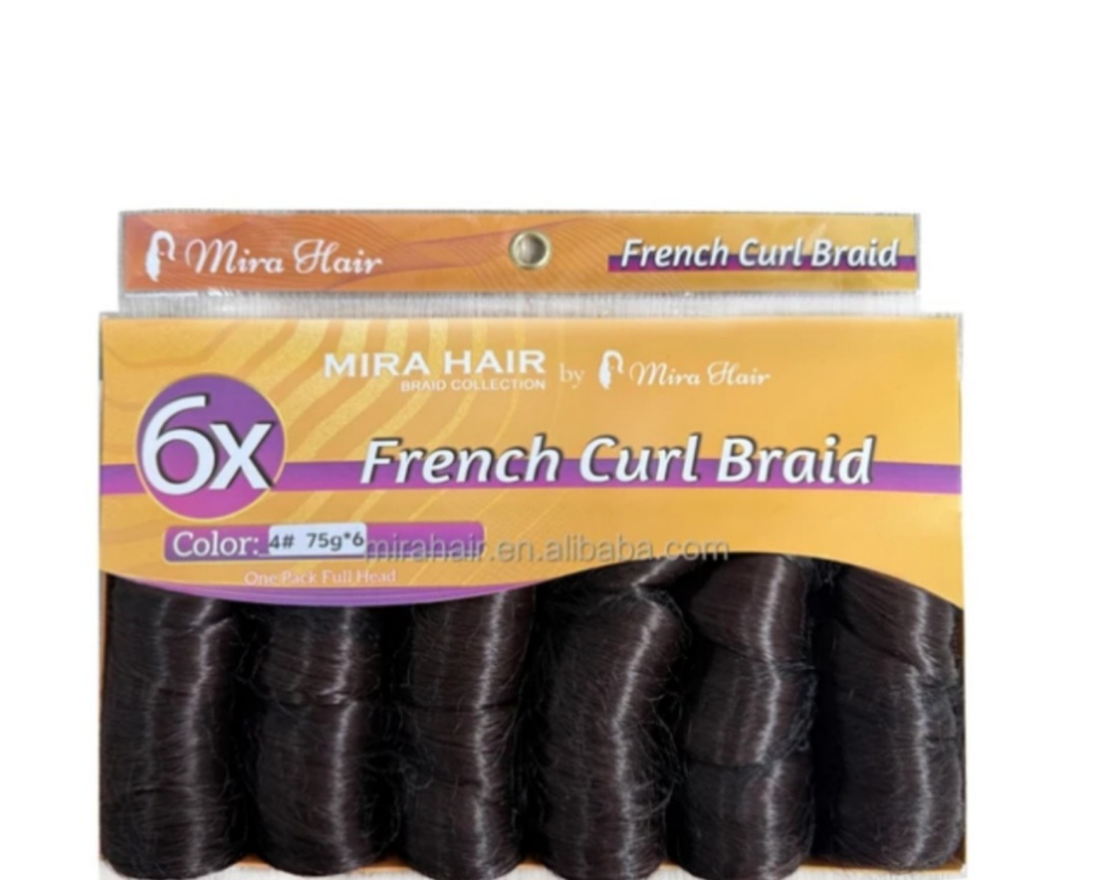 Mira Hair 6X French Curl Braid in color 4 Warm Brown
